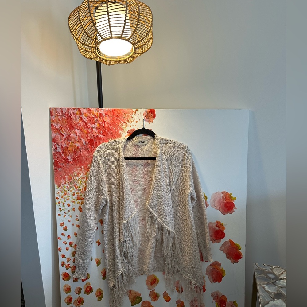 Hippie love Fringed Cream Sweater